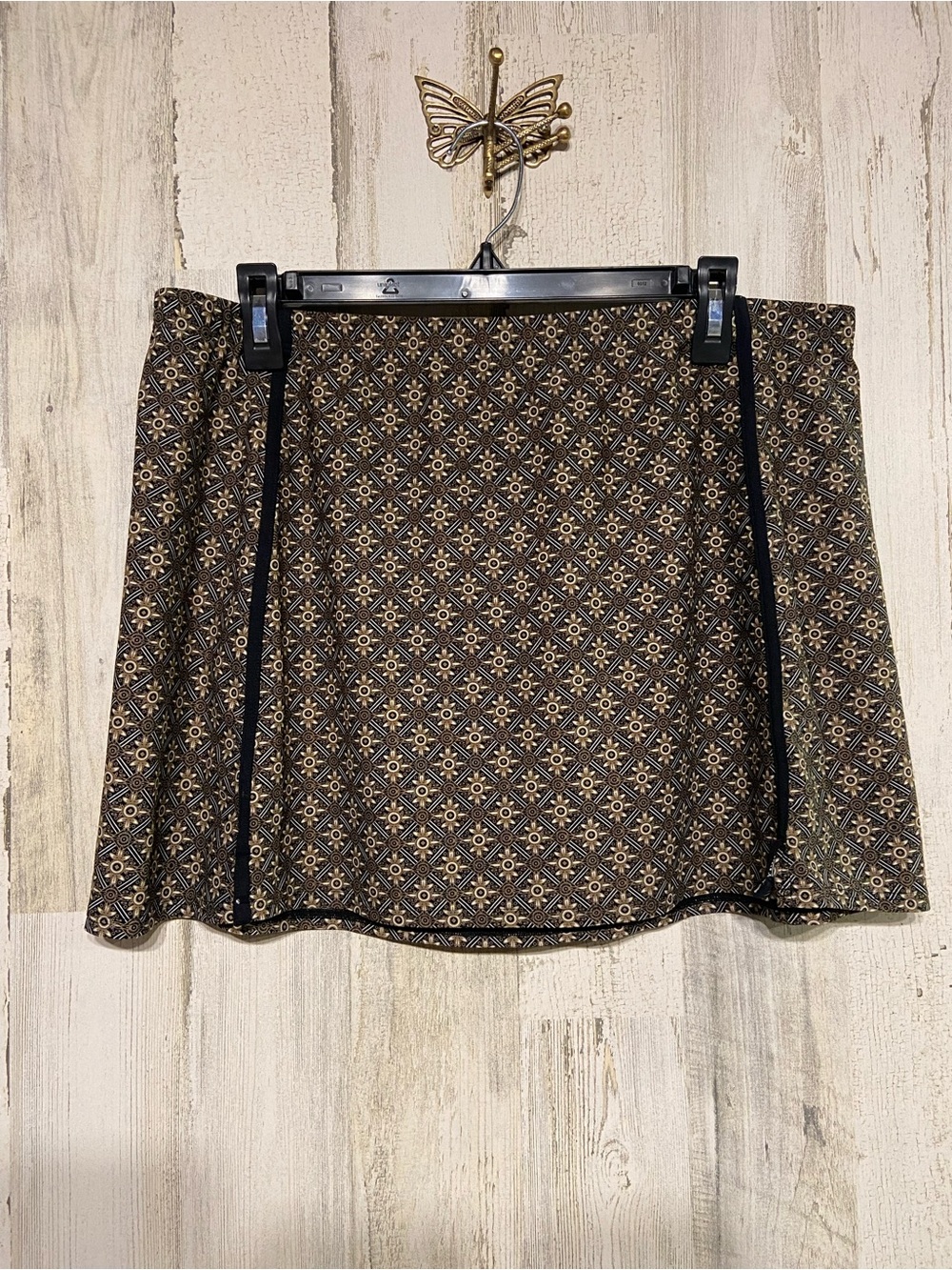 Athleta Brown Black Mini Swim Skirt Cover Large